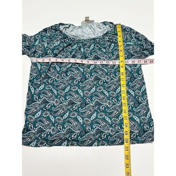 Michael Michael Kors Paisley‎ Bell Sleeve Blouse Boat Neck Green White Small - Picture 7 of 9